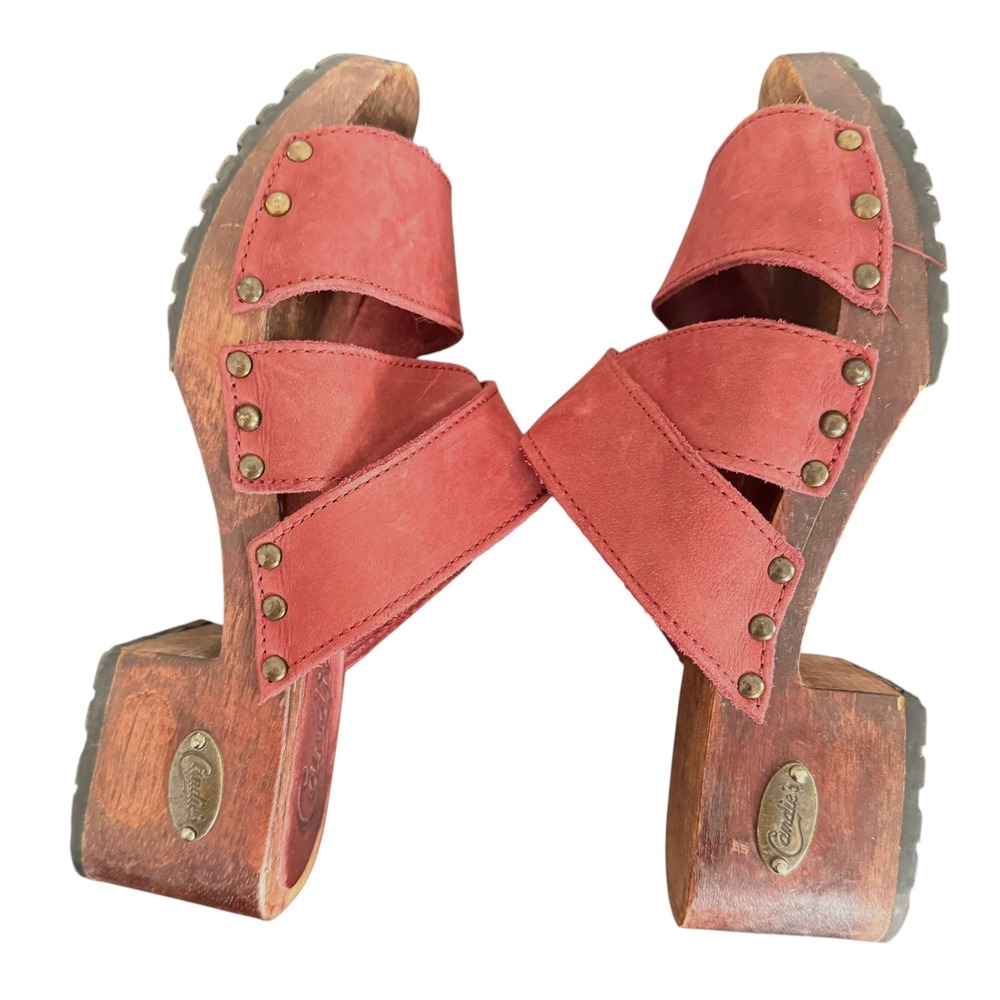 Vintage Candies Platform Sandals Sz 6 Chunky Block Heel Leather Slides Y2K